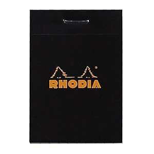 ���f�B�A �w�b�h �X�e�[�v���p�b�h�ANo10 A8�A�p�r - �u���b�N Rhodia Head Stapled Pad, No10 A8, Square ruling - Black