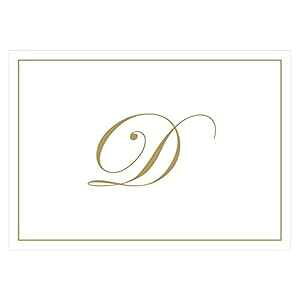 Caspari Gold Embossed Initials Boxed Note Cards in Letter D, 8 Cards & Envelopes