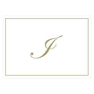 Caspari Gold Embossed Initials Boxed Note Cards in Letter I, 8 Cards & Envelopes