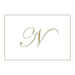 Caspari S[hG{XCjV{bNXm[gJ[hA NA8 ̃J[hƕ Caspari Gold Embossed Initials Boxed Note Cards in Letter N, 8 Cards & Envelopes