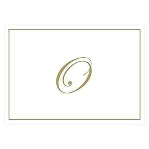 Caspari S[hG{XCjV{bNXm[gJ[hA OA8 ̃J[hƕ Caspari Gold Embossed Initials Boxed Note Cards in Letter O, 8 Cards & Envelopes