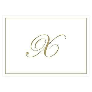 Caspari Gold Embossed Initials Boxed Note Cards in Letter X, 8 Cards & Envelopes