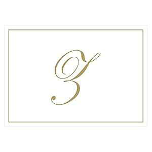 Caspari Gold Embossed Initials Boxed Note Cards in Letter Z, 8 Cards & Envelopes