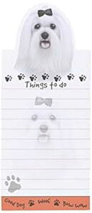 E&S Pets Maltese Magnetic List Pads Uniquely Shaped Sticky Notepad Measures 8.5 by 3.5 Inches