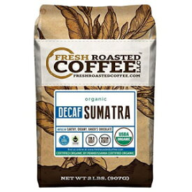 スマトラ デカフェ オーガニック フェアトレード コーヒー、全豆、山水加工のデカフェ コーヒー、フレッシュ ロースト コーヒー LLC。(2ポンド) Sumatra Decaf Organic Fair Trade Coffee, Whole Bean, Mountain Water Processed Decaf Coffee, F