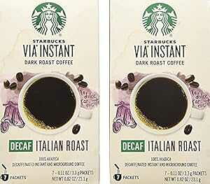 X^[obNX BA fB u[AfJtF C^A _[N [Xg CX^g R[q[Ae 7  (2 pbN) Starbucks Via Ready Brew, Decaf Italian Dark Roast Instant Coffee, 7-Count each (2 Pack)