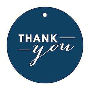 Andaz Press Circle Gift Tags, Chic Style, Thank You, Navy Blue, 24-Pack