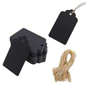 SallyFashion 100pcs Black Paper Gift Tags with Free 100 Root Natural Jute Twine (Water Ripple)
