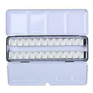 MEEDEN Empty Watercolor Tin Palette, Medium Travel Metal t Box with 26 Pcs Half Pans