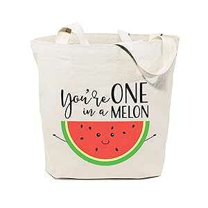 The Cotton & Canvas Co. You're One in a Melon �ė��p�\�ȐH���i�o�b�O�ƃt�@�[�}�[�Y �}�[�P�b�g �g�[�g�o�b�O The Cotton & Canvas Co. You're One in a Melon Reusable Grocery Bag and Farmers Market Tote Bag