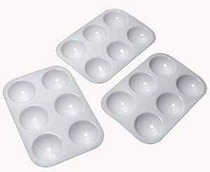 PENTA ANGEL A[gyCggCpbg 3  6 EFvX`bN`yCggCqpʉ (`-3 ) PENTA ANGEL Art t Tray Palette 3Pcs 6 Well Plastic Rectangular t Tray for Kids Watercolor ting (Squ