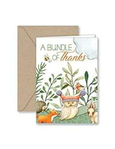 Paper Frenzy Forest Animal Bundle Thank You Note Cards and Kraft Envelopes - 25 pack