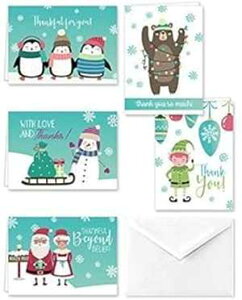Paper Frenzy North Pole RNV EB^[ NX}X zf[ TL[ m[g J[hƕ - 25 pbN Paper Frenzy North Pole Collection Winter Christmas Holiday Thank You Note Cards and Envelopes - 25 pack
