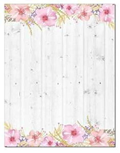 fpȕ[ - 8.5 x 11-60 ^[wbhV[g - O[o[EbhƃsN̉ԃ^[wbh (O[o[sN̉) Stonehouse Collection Rustic Stationery - 8.5 x 11-60 Letterhead Sheets - Gray Barnwood and P