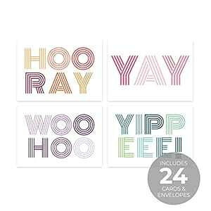 Yay�AYippee�AWoohoo ������@��Ɏg���邨�j���̃����J�[�h / 24���̔����̃����J�[�h Canopy Street Yay, Yippee, Woohoo Congratulatory Note Cards for Every Occasion / 24 Blank Note Cards