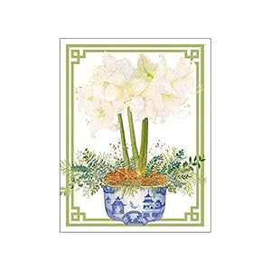 Caspari AA}X MtgJ[h  - 20 t Caspari Potted Amaryllis Gift Enclosure Cards in Gold Foil - 20 with Envelopes