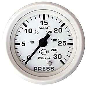 t@A ubN 13108 hXQ[W Lbg 30 PSI zCgA2 C` Faria Black 13108 Dress Water Pressure Gauge Kit 30 PSI-White, 2"