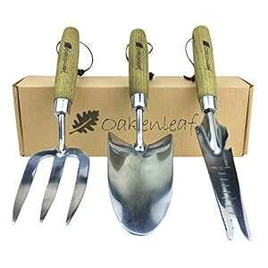 Oakenleaf K[fc[ 3 _Zbg XeXX`[ ؍ރnht ătH[Nƃ}`c[ Oakenleaf 3 Piece Garden Tool Set Extra Large Stainless Steel with Timber Handles Trowel Fork and Multitool