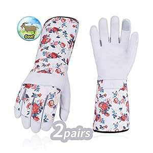 Vgo 1 yA i` {Rrv K[fjO O[uAیApObv O[u (TCY MAzCgAGA9658-W) Vgo... Vgo 1-Pair Natural Genuine Goatskin Leather Gardening Gloves, Long Cuff Pr