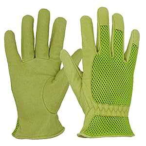 HANDLANDY pU[K[fjOO[uA3DbVRtH[gtBbg - pƒʋCA؊v̏ɂƎ (~fBAAO[) HANDLANDY Leather Gardening Gloves for Wom