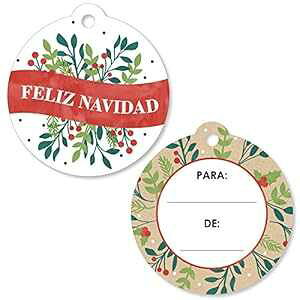 Big Dot of Happiness Feliz Navidad - zf[ƃXyC̃NX}Xp[eB[ւ̉Mtg^O (20Zbg) Big Dot of Happiness Feliz Navidad - Holiday and Spanish Christmas Party to and from Favor Gift Tags (Set of 20