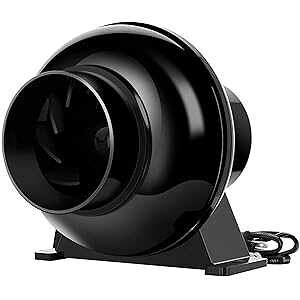 iPower 4 Inch 195 CFM Inline Duct Ventilation Fan Air Circulation Vent Blower for Grow Tent, 4, Black