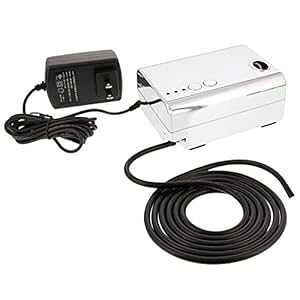 Belloccio Super Quiet Mini Airbrush Compressor 3 Airflow Control Settings, 6' Push on Rubber Airbrush Hose, Operates at 12V DC with a 110V AC plug in Adapter