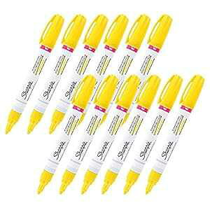 V[s[ yCg}[J[  CG[CN 12{pbN Sharpie Oil-Based t Marker, Medium Point, Yellow Ink, Pack of 12