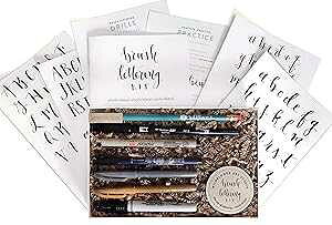 Wildflower Art Studio Brush Lettering Calligraphy Kit Award-Winning Starter Set for Beginners Includes Instruction Book, Tracing Pad & Supplies Gift Set - Kids, Teens, Adults