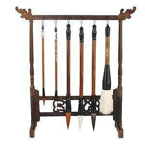 NWFashion ؒ菑nuVnK[[YEbhX^hVFt 12 suVz_[c (6 uV + z_[) NWFashion Wood Carving Calligraphy Sumi Brush Hanger Calligraphy Rosewood Stand Shelf 12p