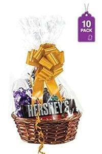 パープル Q Crafts クリア バスケット バッグ、10 パック、バスケットとギフト用のクリア セロファン ラップ 18インチ x 30 インチ、厚さ 1.5 ミルのイースター バスケット バッグ(10) Purple Q Crafts C