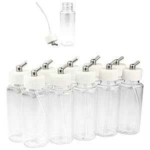 OPHIR 10x Airbrush 80cc Plastic Bottles t Jars for Single Action Airbrush Siphon Feed Air Brush