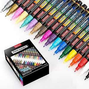 ZEYAR Acrylic t Pens, Water based Extra Fine Point, 32 vibrant colors, Opaque Ink, AP Certified, t Marker for Glass, Rock, Paper, Ceramic, Plastic and Non porous surfaces