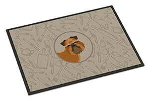 Caroline's Treasures CK2191JMAT Brussels Griffon in The Kitchen Indoor or Outdoor Mat 24x36, 24H X 36W, Multicolor