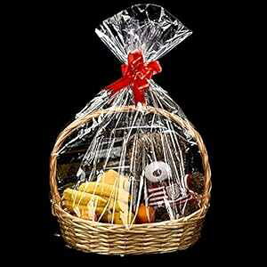 Tatuo NA [W oXPbgobO 6  35 x 57 C` C[X^[ Znbv rj[ ̓oXPbg p[eB[fR[Vp Tatuo 6 Pieces Clear Large Basket Bags 35 x 57 Inch Easter Cel