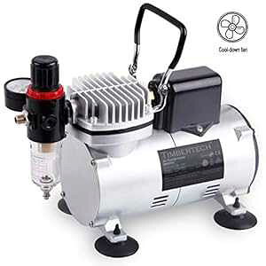 Timbertech Upgraded Basic Airbrush Compressor ABPST07, Quiet 1/6hp Portable Compressor Airbrushing t System with Motor Cool Dawn Fan for Airbrush t, Nails, Tattoo,Cake ting