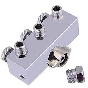 Hztyyier Airbrush Manifold 3 Way Airbrush Hose Splitter Manifold Fitting 1/8" BSP with Adjust Knob Valve