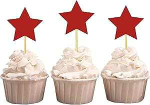 20pbNAbhAň̂yYA^JbvP[Lgbp[AaEFfBOp[eB[fU[gfR[V - 20pbN Pack Of 20, Red, Darling Souvenir, Star Shape Cupcake Toppers, Birthday We