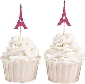 20pbNAsNAň̂yYAGbtFJbvP[Lgbp[AEFfBOp[eB[̃fU[gfR[V - 20pbN Pack Of 20, Pink, Darling Souvenir, Eiffel Tower Cupcake Toppers, We