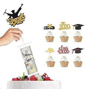 P[LAƃp[eB[P[LJbvP[Lgbp[AƂւ̃TvCYMtg Aprildecember666 Cake Money Box, Graduation Party Cake Cupcake Toppers, Surprise Gift for Graduation