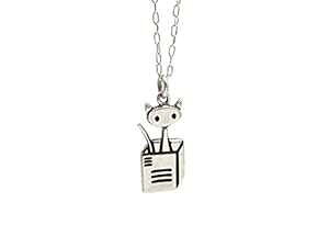 Vo[ Lbg C A {bNX lbNXA18 C` X^[O `F[ Mark Poulin Workshop Silver Cat In A Box Necklace on 18" Sterling Chain