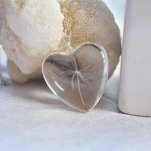 ^||̎킪肢郊At[rbOn[guKX925X^[OVo[`F[lbNX XDesign Dandelion Seed Make a Wish Real F Big Heart Love Glass 925 Sterling Silver Chain Necklace