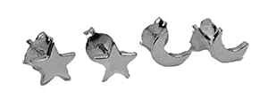 ���ƌ��̃Z�b�g �X�^�[�����O�V���o�[ �X�^�b�h �s�A�X Sophia Rose Jewellery Star and Moon Set Sterling Silver Stud Earrings