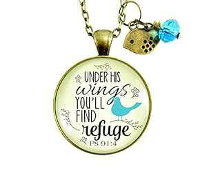 Gutsy Goodness 24 �C���` �����̈��p�l�b�N���X Under His Wings Refuge Psalm 91 Promise �W���G���[ Gutsy Goodness 24 Bible Quote Necklace Under His Wings Refuge Psalm 91 Promise Jewelry