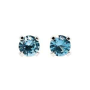 3mm ȃu[ WR X^bh sAX X^[O Vo[ - 12 ̒a Melanie Golden Jewelry 3mm Tiny Blue Zircon Stud Earrings in Sterling Silver - December Birthstone