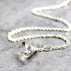 NA NX^ NH[c lbNX X^[O Vo[ gAg WFXg[ uIbg s~bh 20 C` Aerides Designs Clear Crystal Quartz Necklace Sterling Silver Trilliant Gemstone