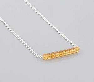 ȃCG[ Vg o[ lbNX X^[O Vo[ `F[ WFXg[ CO nhCh WG[ anushruti Dainty Yellow Citrine Bar Necklace with Sterling Silver Chain Gemst