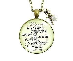 Gutsy Goodness 24 C` Blessed is She Who Believes lbNX ̈p NXWG[ Gutsy Goodness 24" Blessed is She Who Believes Necklace Bible Quote Cross Jewelry