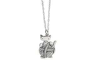 �X�^�[�����O�V���o�[ �j�b�g �L���b�g �l�b�N���X - �j�b�g �l�b�N���X .925 18�C���` �`�F�[�� �����Ə��̎q�p Mark Poulin Workshop Sterling Silver Knitting Cat Necklace - Knitten Necklace .925 on 18 Chain for Women a