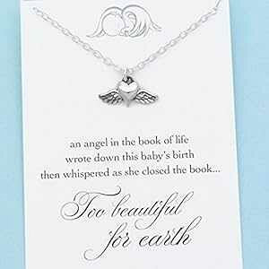 GWFxCr[ A`[ ? YlbNX ? ȗ̂n[g ? X^[OVo[ ? nɂƂĔ A Charmed Impression Angel Baby Memorial Charm Miscarriage Necklace Tiny W